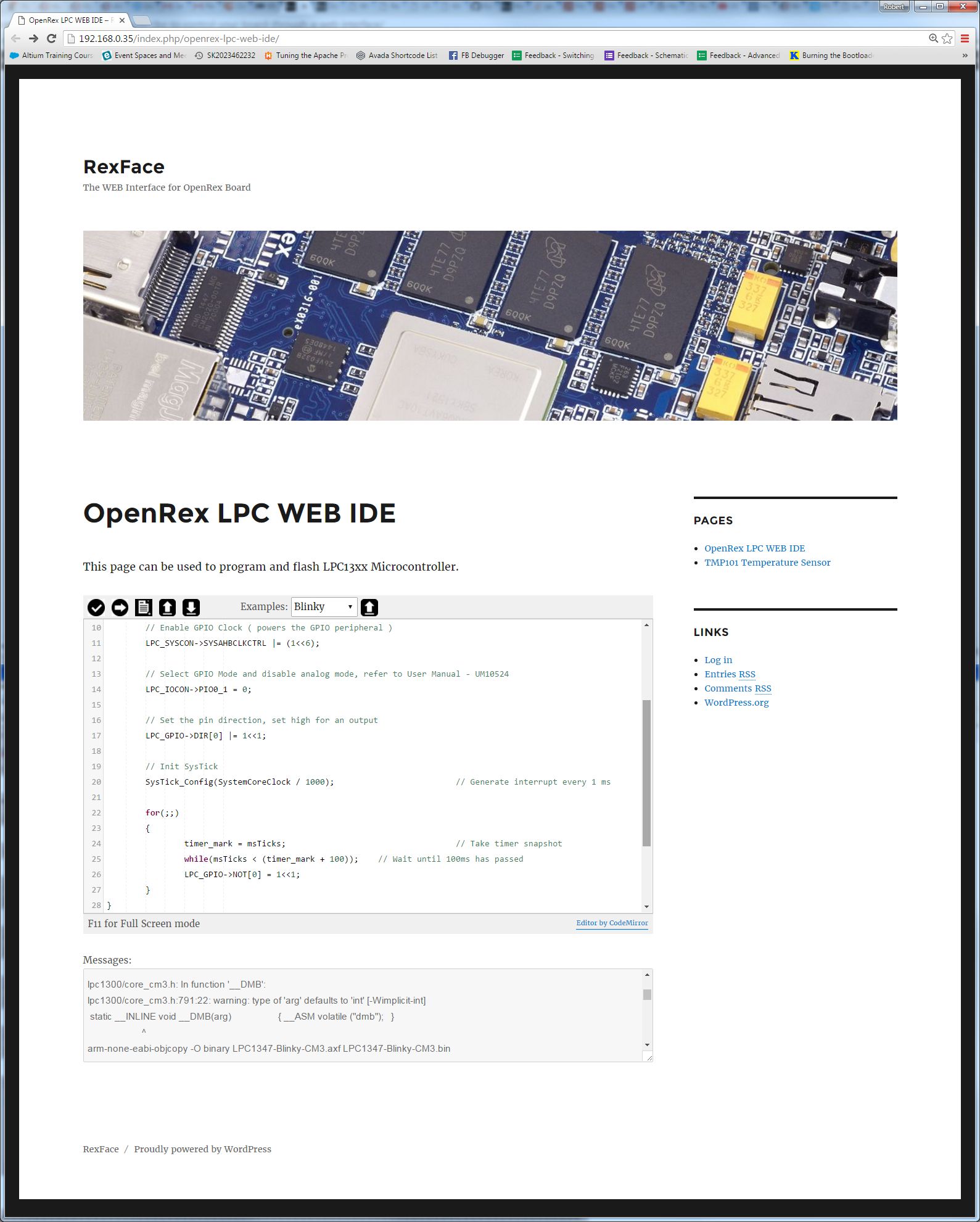 openrex - lpc web ide with compilation